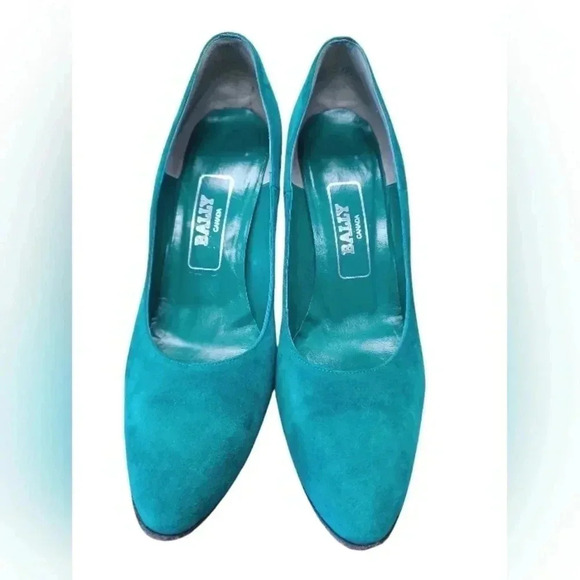 Bally High Heels Green Leather  Shoes Size 37 - Picture 3 of 9